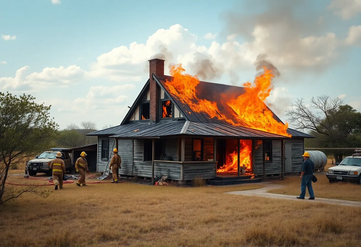 Scene of a house fire in Uvalde, Texas