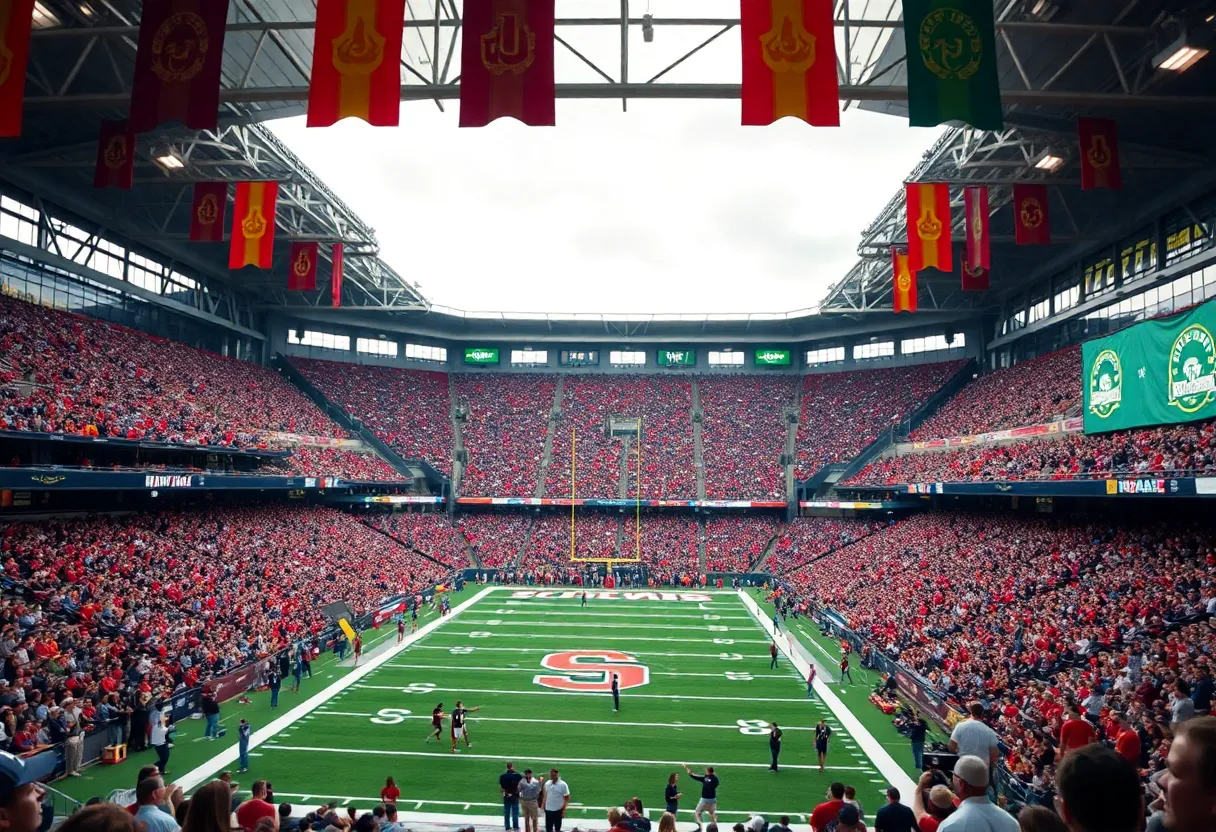 Fans cheering at the Valero Alamo Bowl
