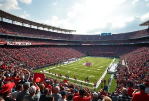 Fans cheering at the 2025 Valero Alamo Bowl in San Antonio