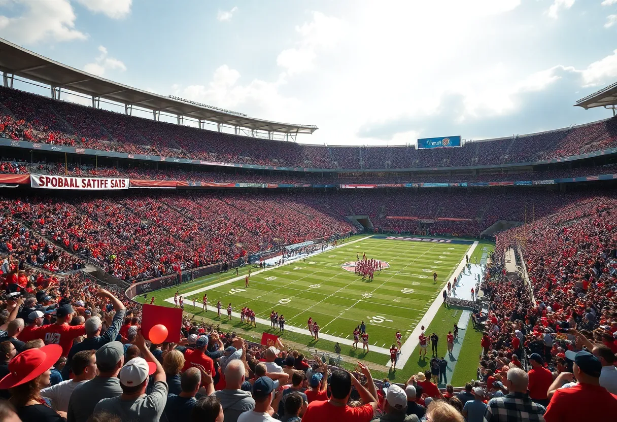 Fans cheering at the 2025 Valero Alamo Bowl in San Antonio