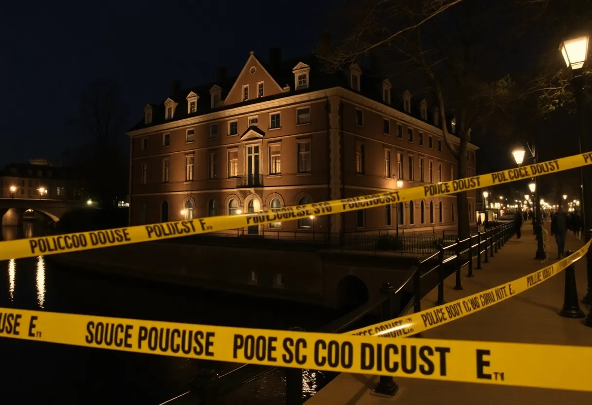 Burglary scene at VFW Post 76 with police tape