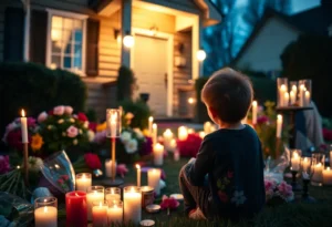 Community vigil for a child who died in a tragic shooting incident in San Antonio.