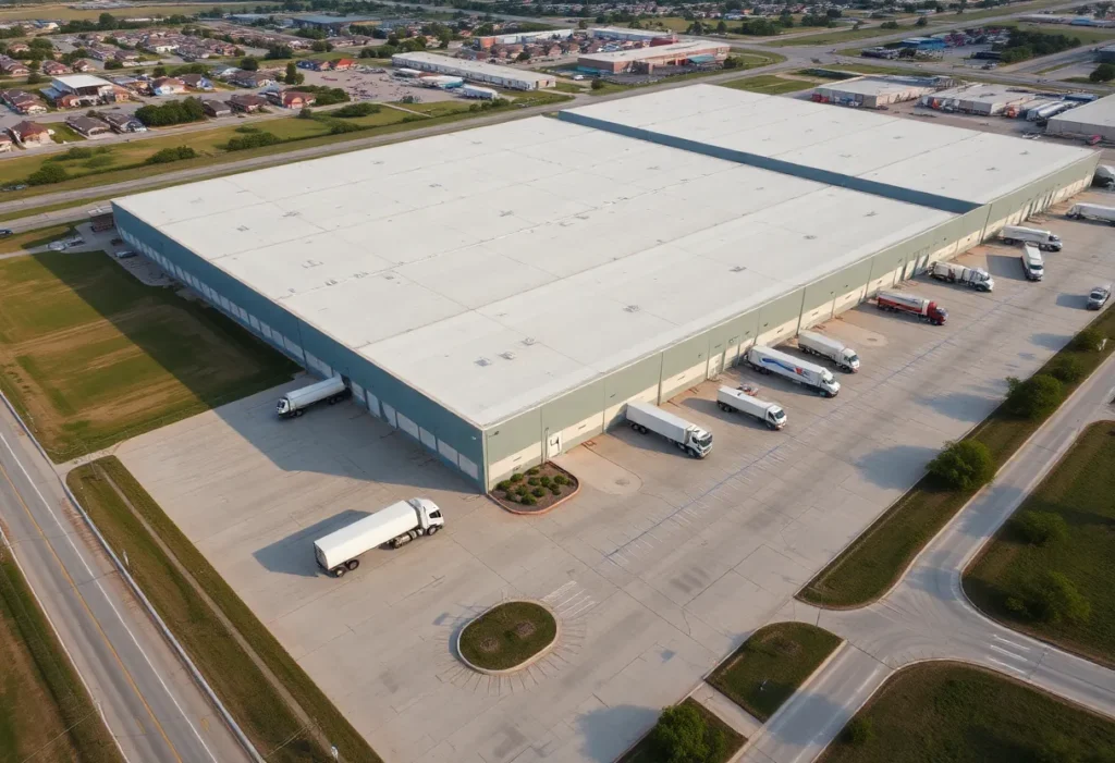Aerial view of Walmart distribution center in New Braunfels