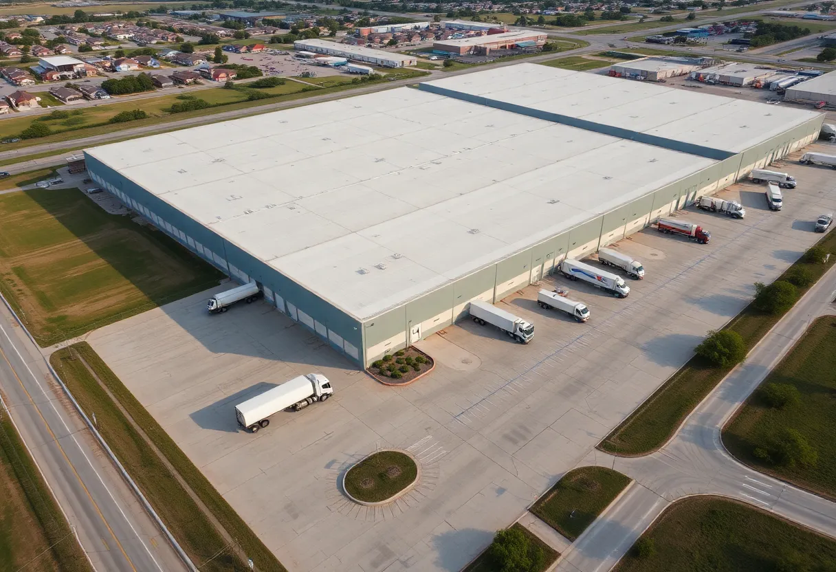 Aerial view of Walmart distribution center in New Braunfels