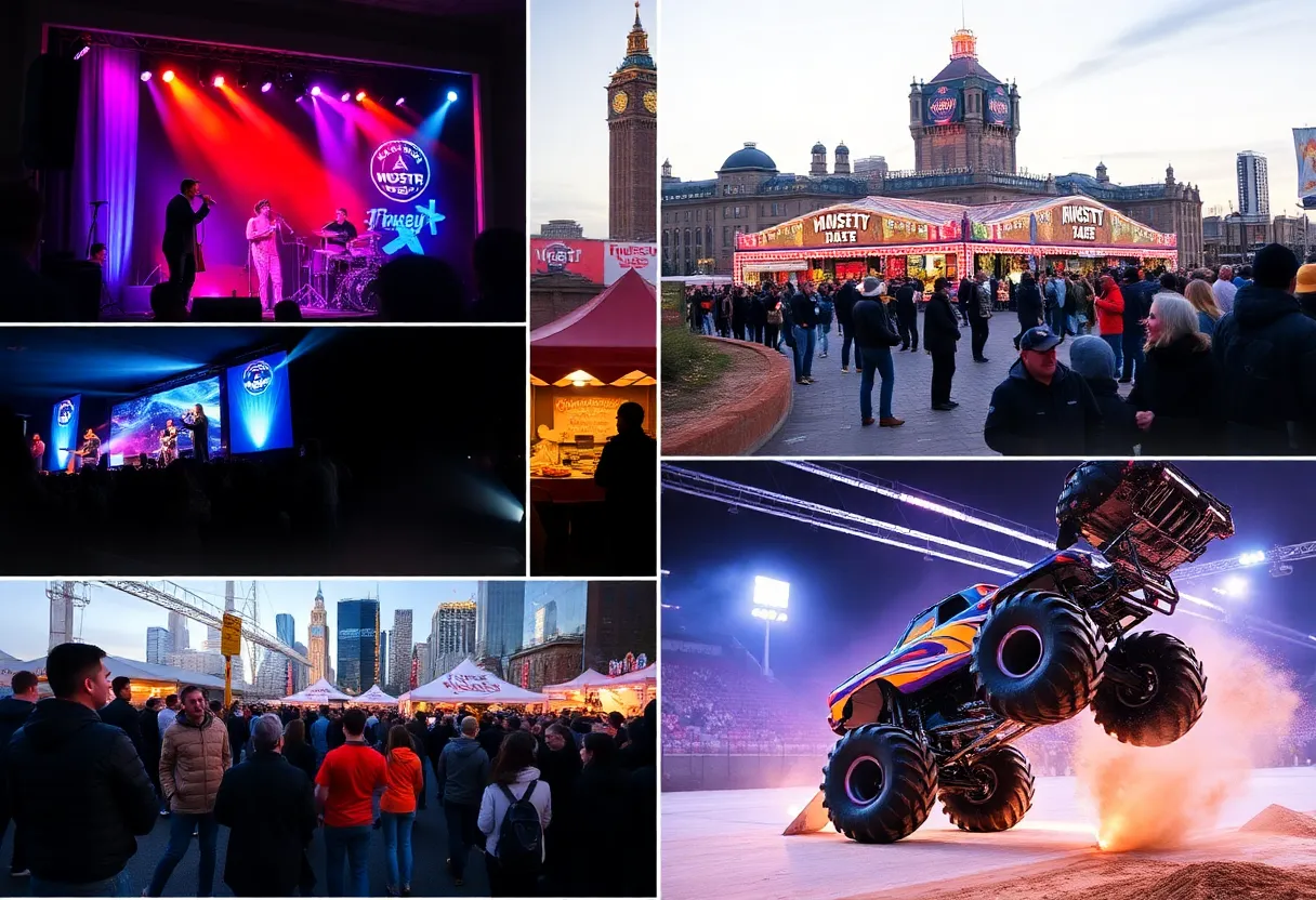 Collage showing winter events in San Antonio.