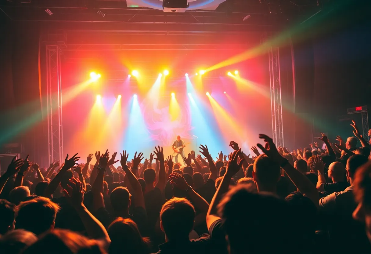 ZZ Top live concert with enthusiastic fans
