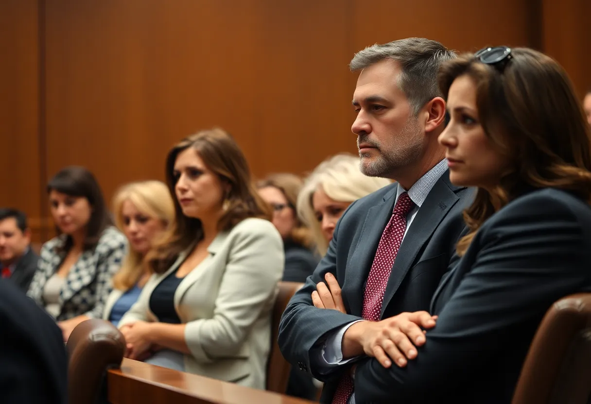 Courtroom scene depicting emotional testimony in the trial of Adrian Gonzales