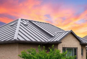 Apex Roofing team installing a metal roof on a house in San Antonio.