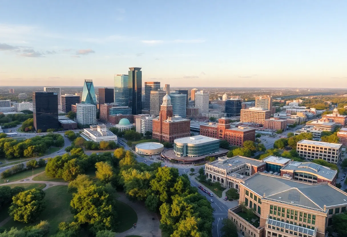 A panoramic view of the vibrant cityscape of Austin, Texas, reflecting its urban development and cultural diversity.