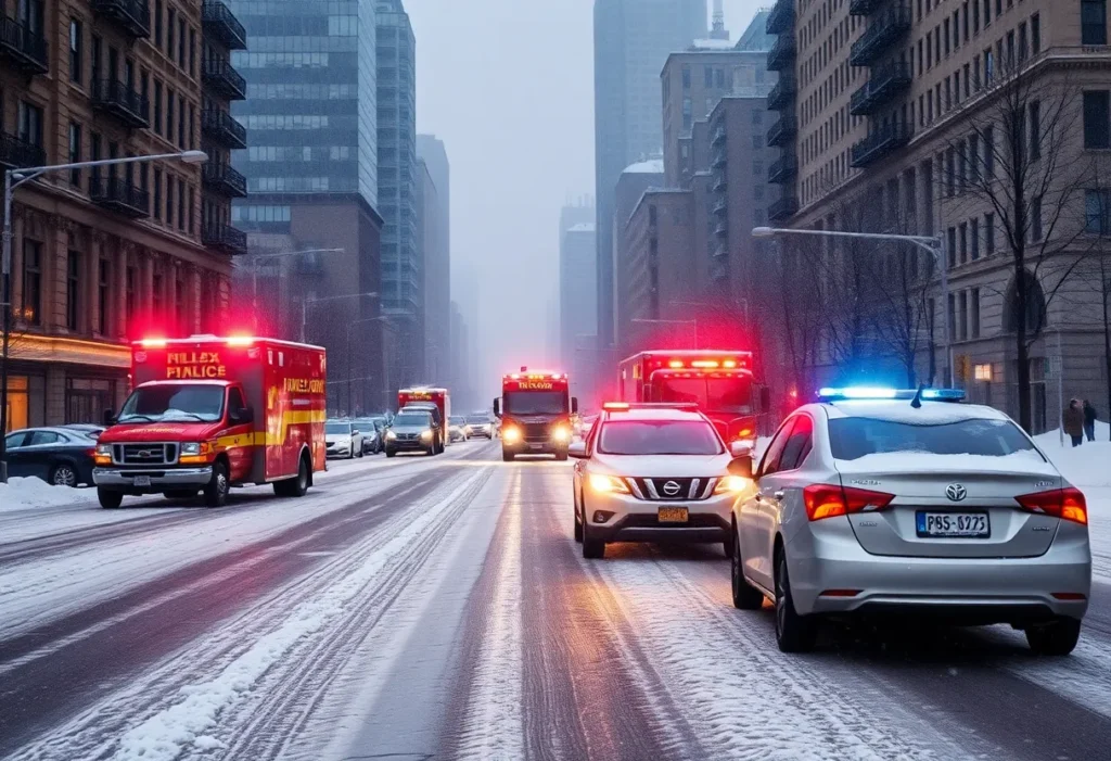 Emergency vehicles response during winter storm in Austin