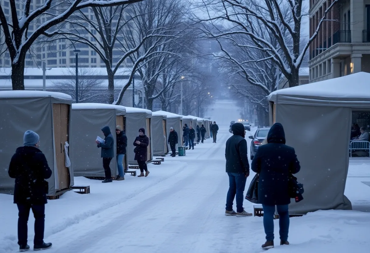 People seeking shelter in Austin during severe winter weather.