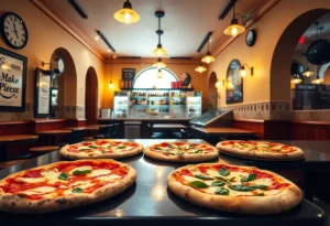 Interior of Baldinucci Pizza Romana showcasing gourmet pizzas