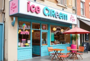 The storefront of Bandidas Ice Cream with colorful signage.