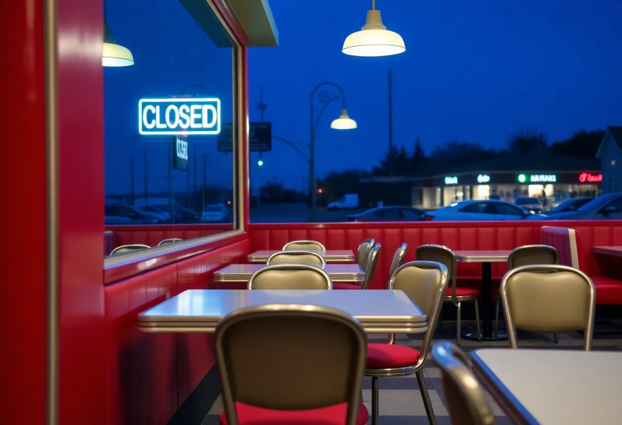 Closed sign at Biff Buzby's Burgers diner