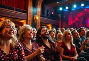 Broadway theater audience enjoying a play
