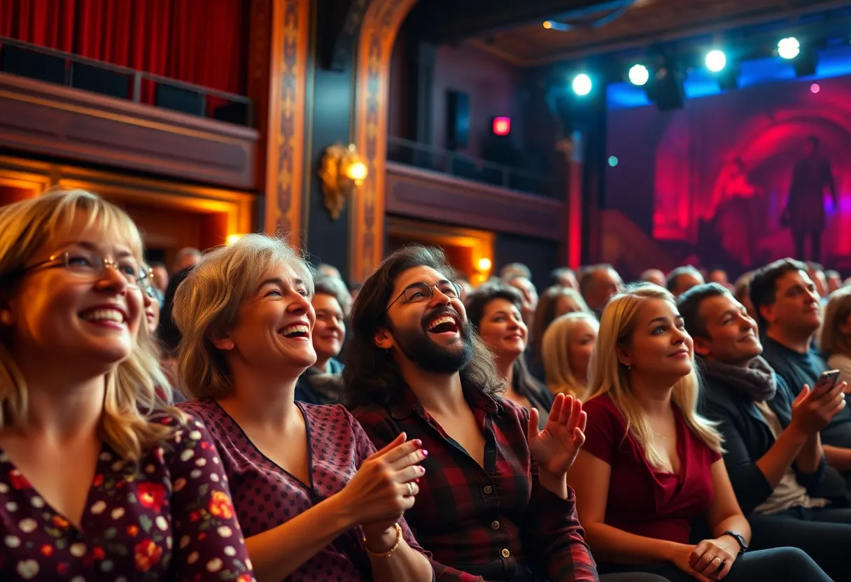 Broadway theater audience enjoying a play