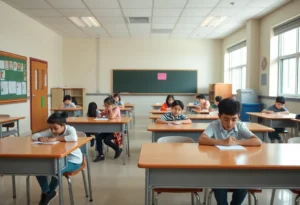 Canyon Middle School during a lockdown drill with students in classrooms
