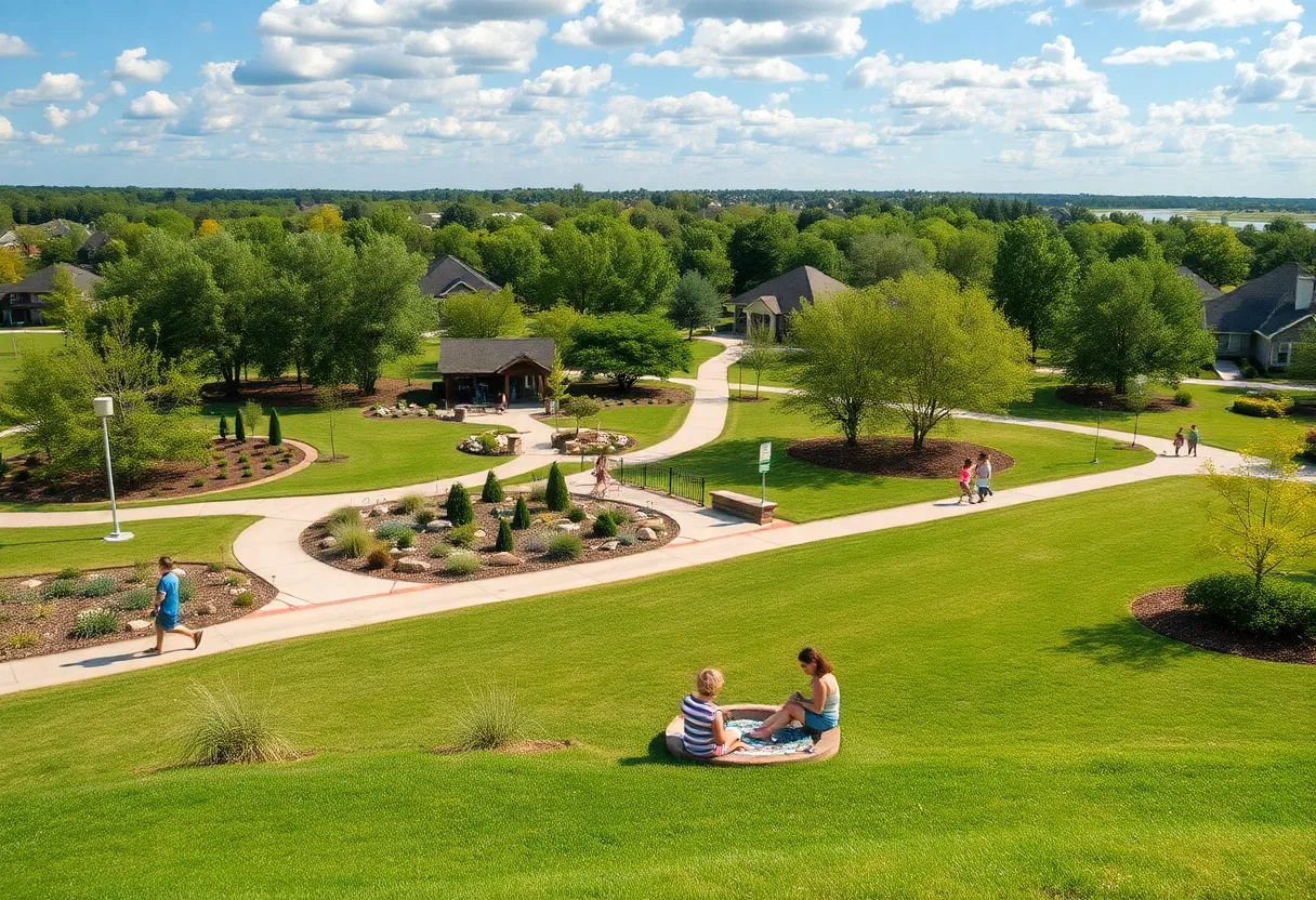 Beautiful Cedar Park Texas with parks and families outdoors