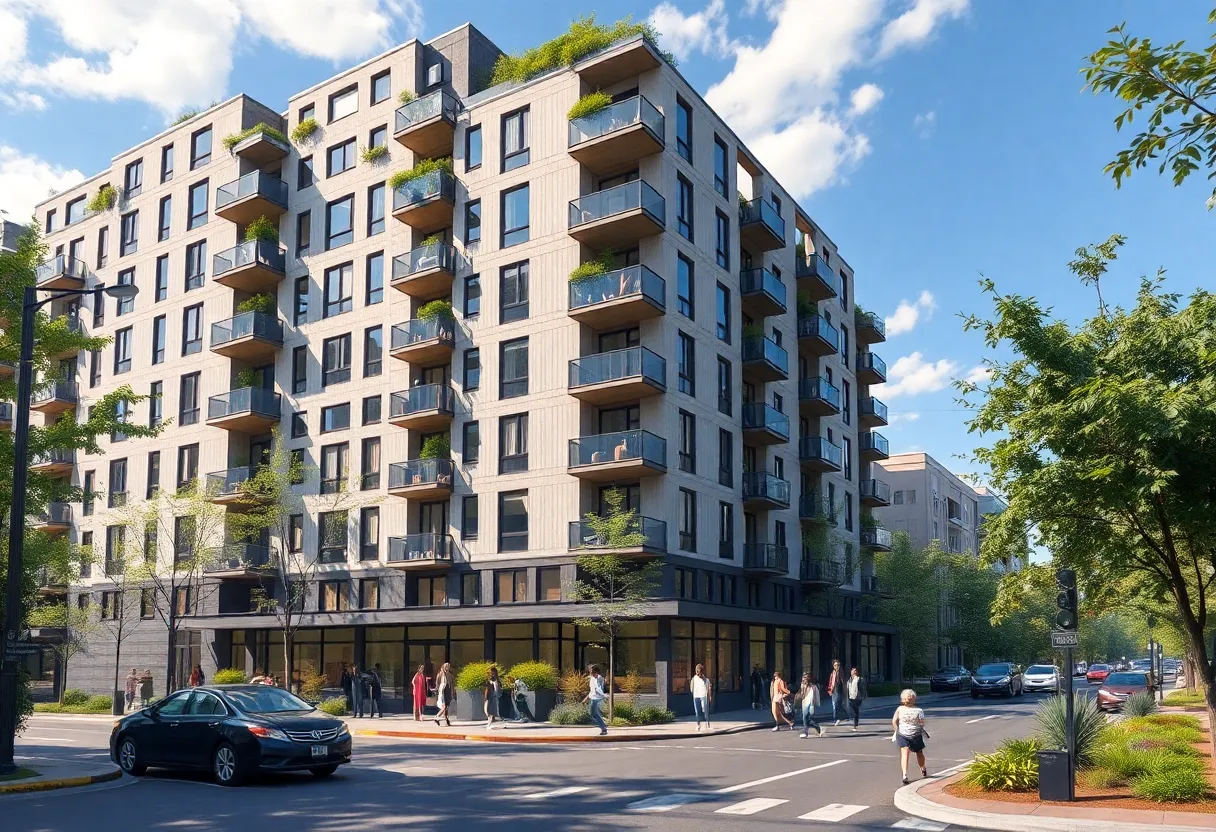 Rendering of the Central at Commerce mixed-income housing project in San Antonio.
