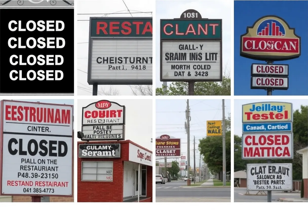 Closed restaurant signs in San Antonio, showcasing the impact of high rent on local dining.