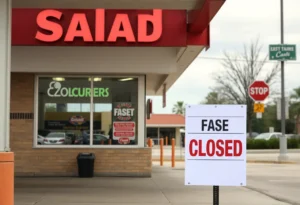 Closed Salad and Go drive-thru restaurant in Texas