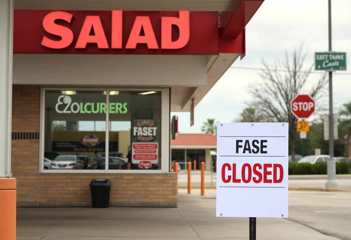 Closed Salad and Go drive-thru restaurant in Texas