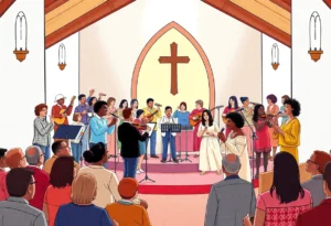 Musicians performing at a community concert in San Antonio.