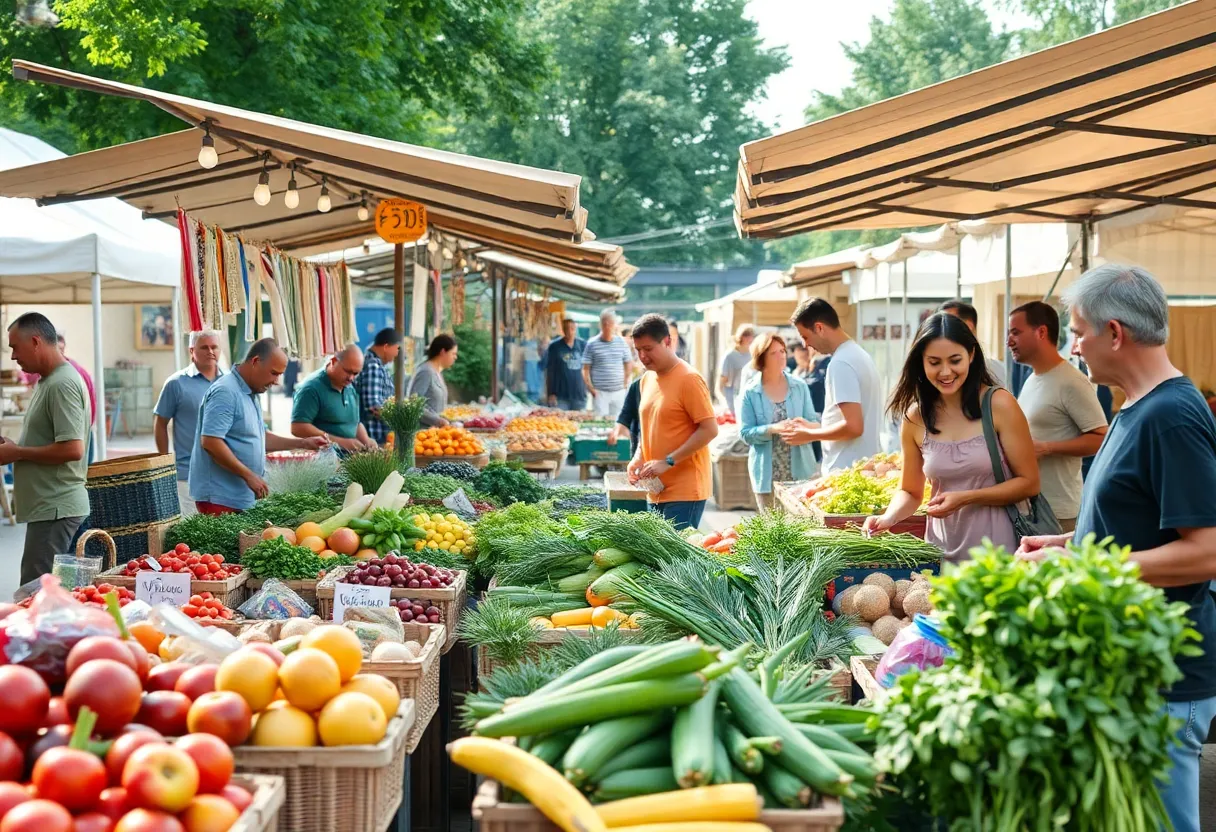 Vendors at a community market in San Antonio