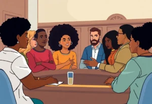 Group discussion on resident rights during an ICE meeting in San Antonio