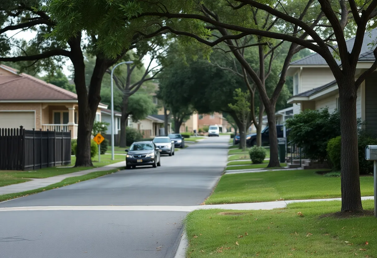 Quiet neighborhood in San Antonio with houses