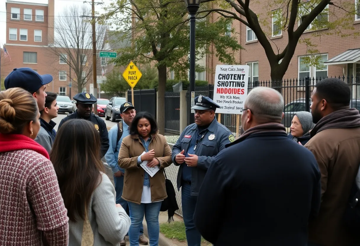 Residents discussing safety measures after recent shooting in San Antonio.
