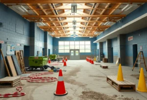Construction site with equipment at Converse Elementary School