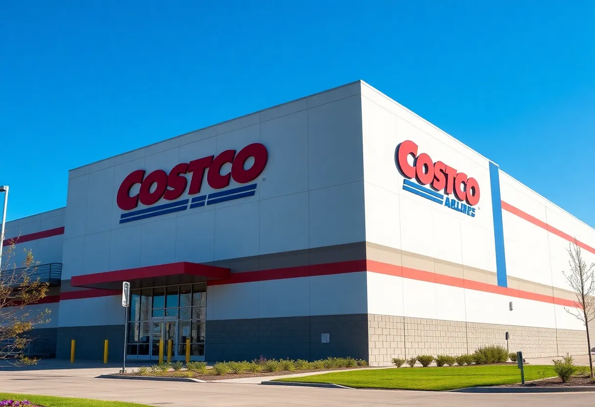 Front view of Costco warehouse in Forney, Texas