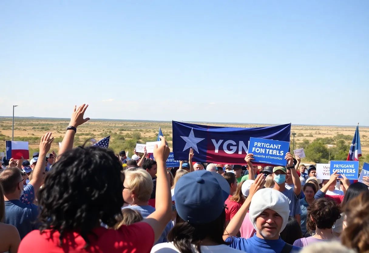 Courtney Head campaign rally with supporters in Texas