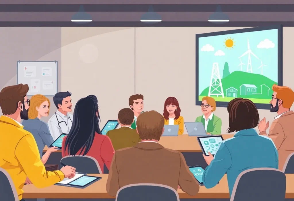 Virtual town hall meeting hosted by CPS Energy with community participants discussing energy initiatives.