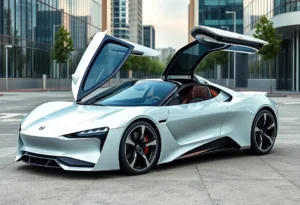 Futuristic electric sports car design inspired by DeLorean DMC-12