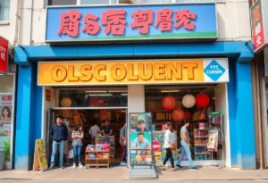 Front view of the new discount store in San Antonio with vibrant signage.