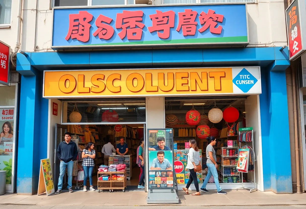Front view of the new discount store in San Antonio with vibrant signage.