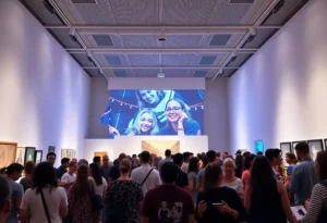 Attendees at the DreamWeek San Antonio opening ceremony engaging in discussions.