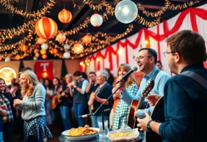 Guests enjoying live music and a festive atmosphere at the Elvis Birthday Bash.