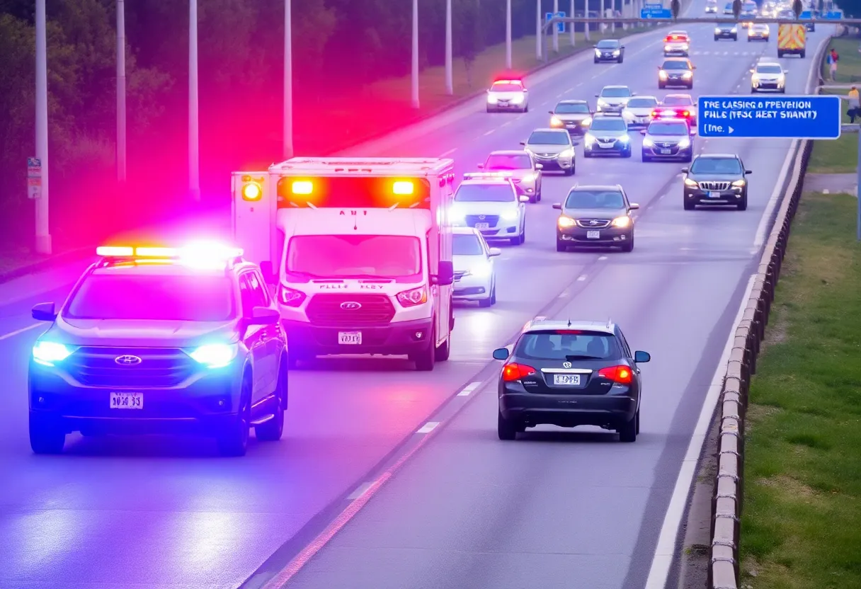 Emergency services on Loop 410 responding to a pedestrian incident
