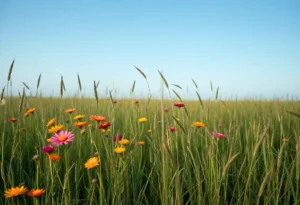 Field in Texas with wildflowers and tall grass