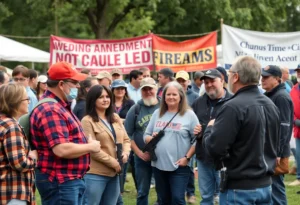Participants celebrating Second Amendment rights at the Guns & Roses event.