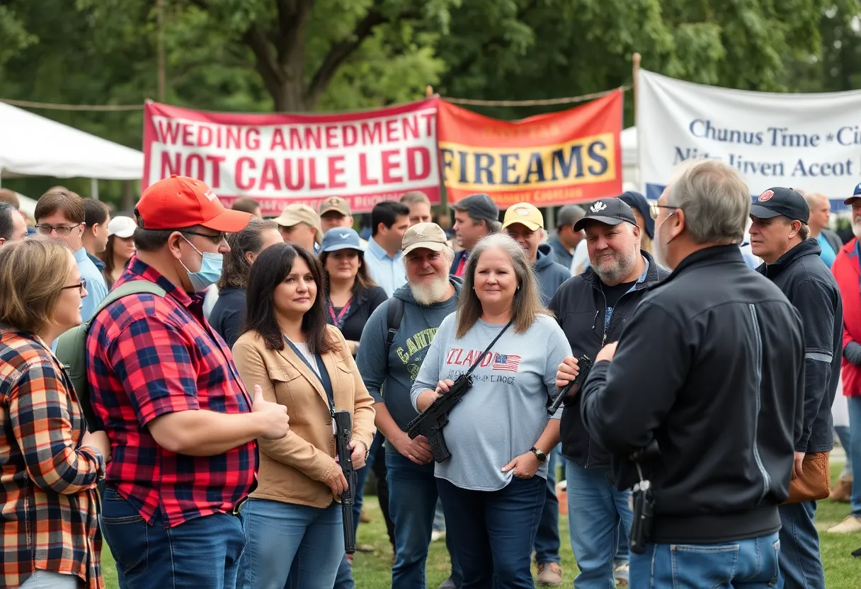 Participants celebrating Second Amendment rights at the Guns & Roses event.