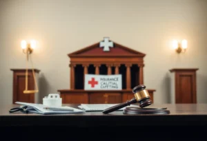Courtroom scene representing healthcare litigation