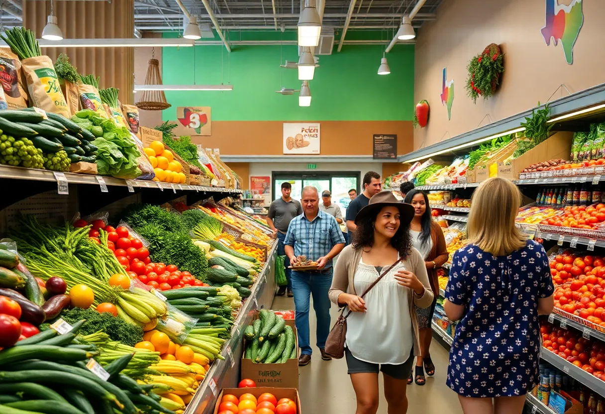H-E-B grocery store with fresh produce and community engagement