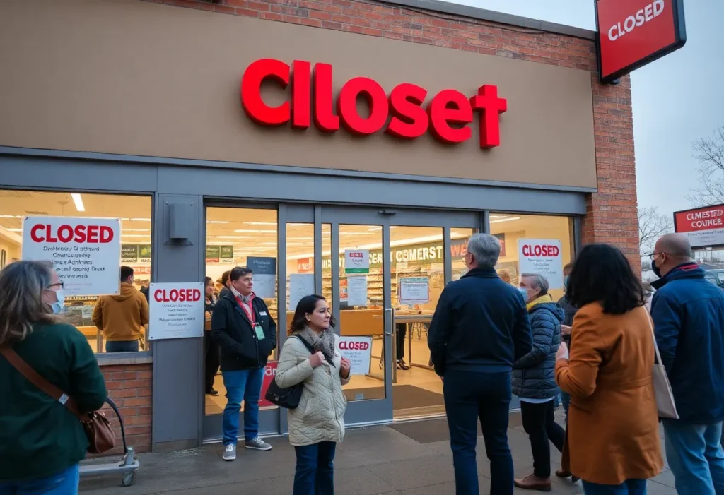 H-E-B store with closed signs and community support
