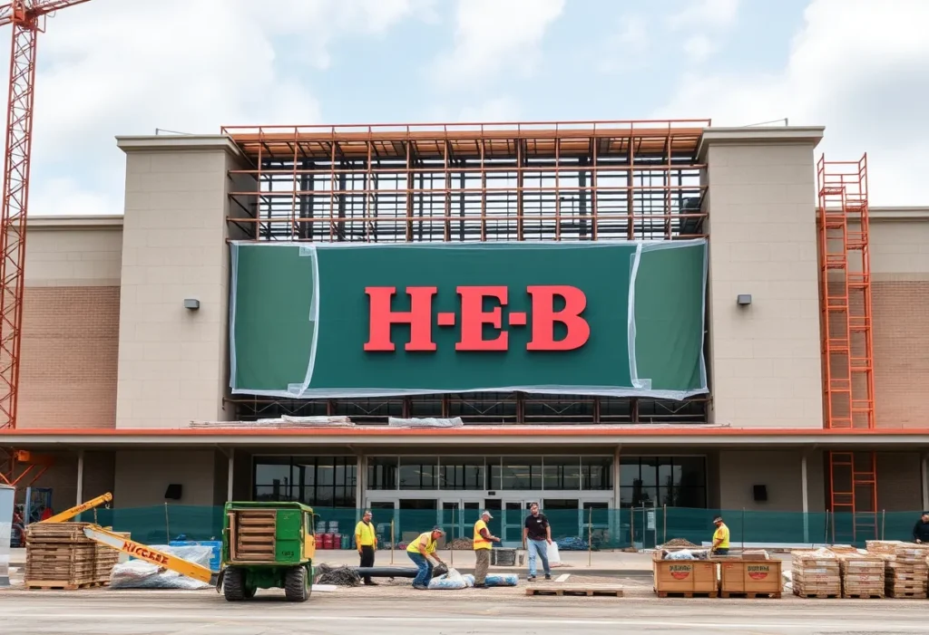 Under construction H-E-B grocery store in Texas