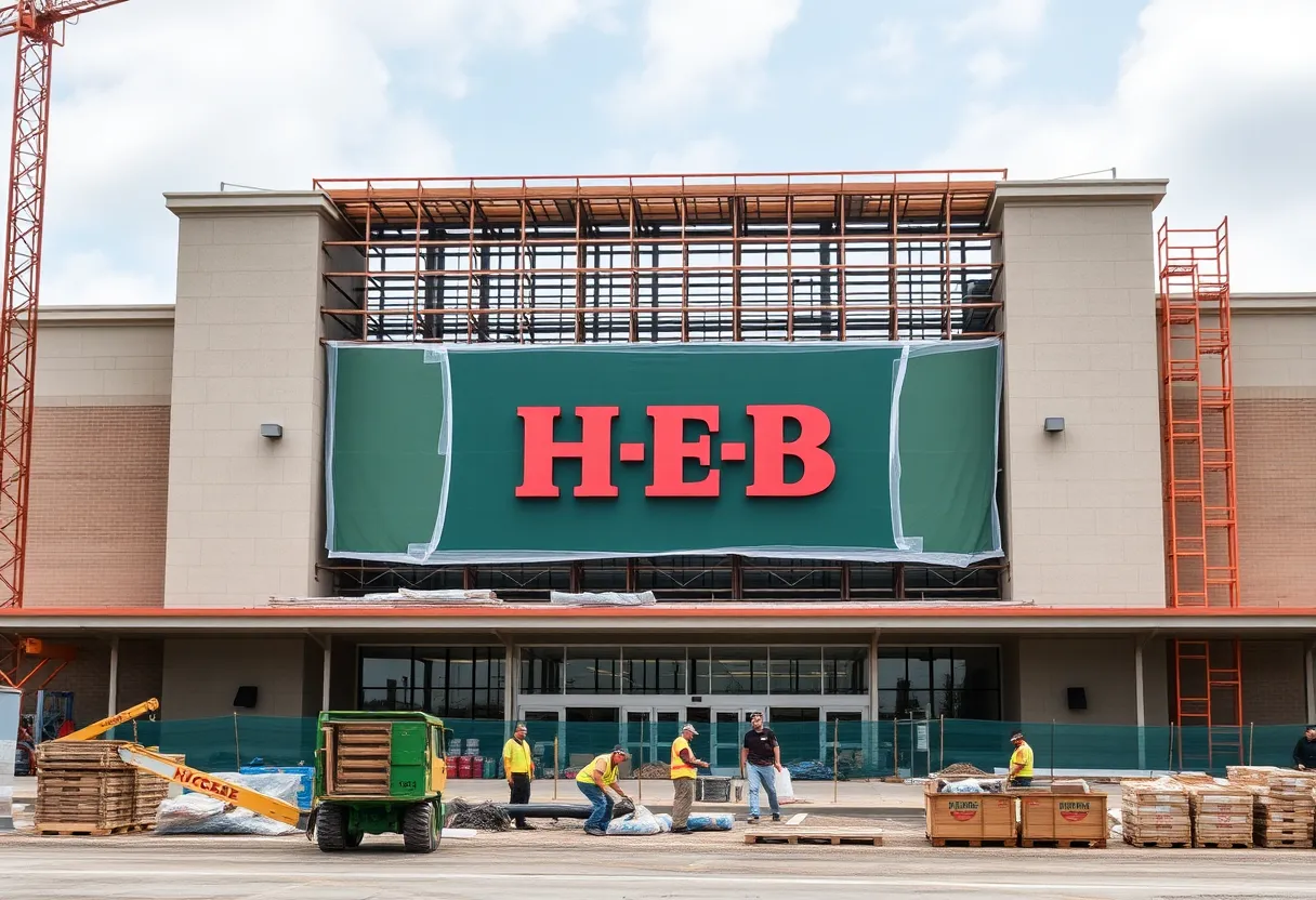 Under construction H-E-B grocery store in Texas