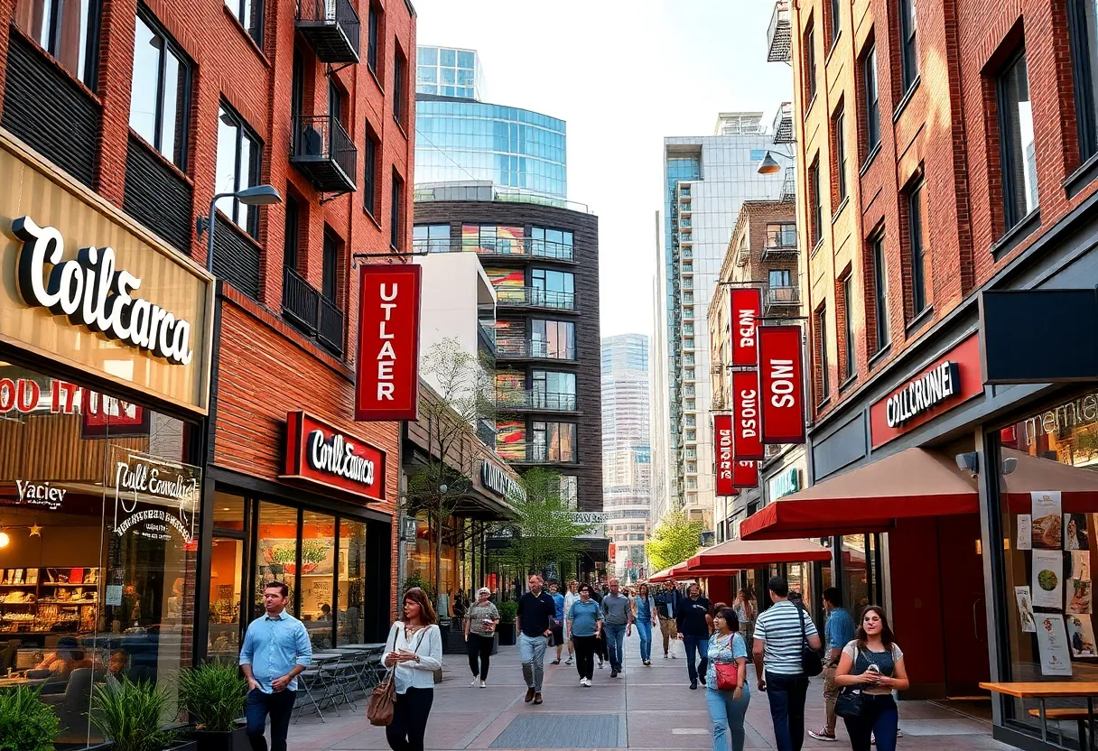 Cityscape of Hemisfair District showcasing new retail developments